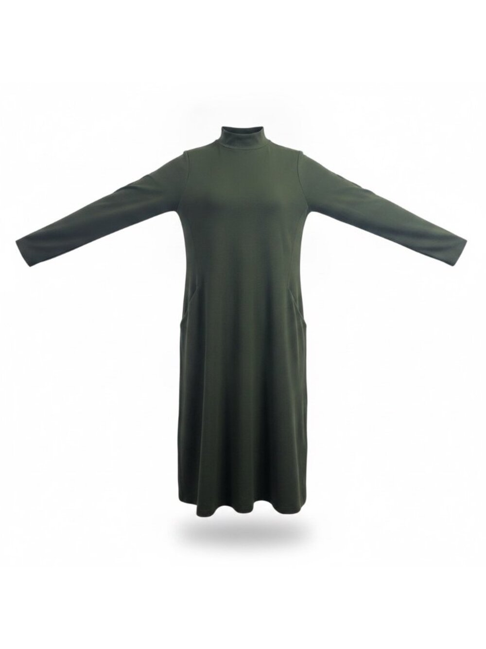Eileen Fisher Womens Dark Green Organic Long-Sleeve Midi Dress XS